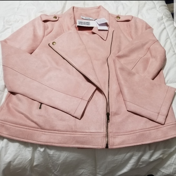 Justfab Casual Mellow Rose Faux Suede Moto Jacket - Picture 6 of 8